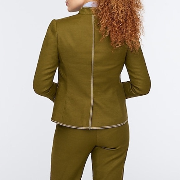 J. Crew Going-Out Blazer in Olive Stretch Linen